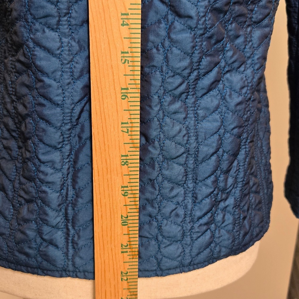 Notations Womens S Quilted Jacket Full Zip Blue Metalic‎ Sheen Lightweight Coat - Picture 5 of 8
